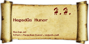 Hegedűs Hunor névjegykártya